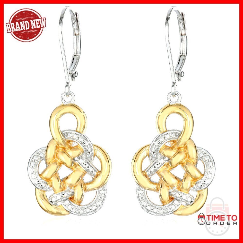 Sterling Silver 18K Gold Plated Celtic Knot Drop Earrings, Hypoallergenic